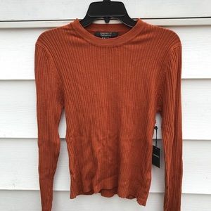 Deep Orange Ribbed Sweater